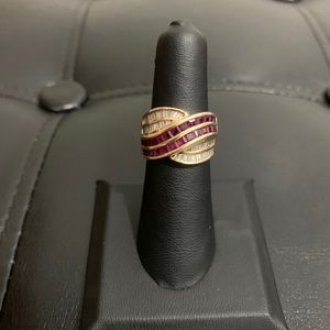 18k solid yellow gold ruby/diamond ring